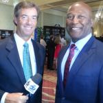 Ray Collins interviewing Tampa Bay Bucs' Coach Lovie Smith