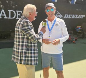 Being interviewed at IMG in Bradenton for a statewide tennis program. 