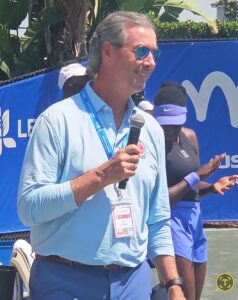 Emcee of the women's pro tennis tournament near Naples